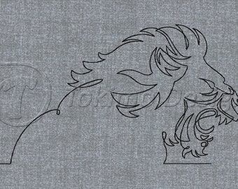 Lion - one line art - Machine embroidery pattern – 5 sizes