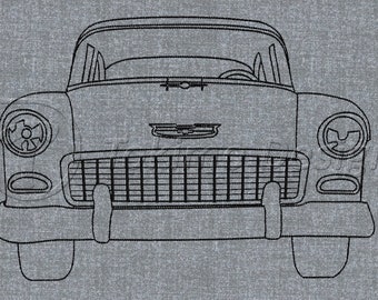 Bel air car - 1955 - Machine embroidery design pattern - 4 sizes