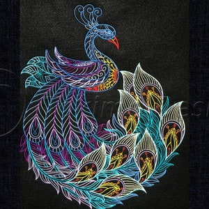 Peacock - Machine embroidery design pattern - DST only