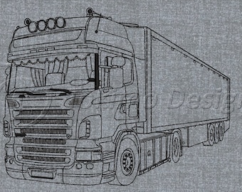 Lorry - Truck - Machine embroidery pattern – 4 sizes