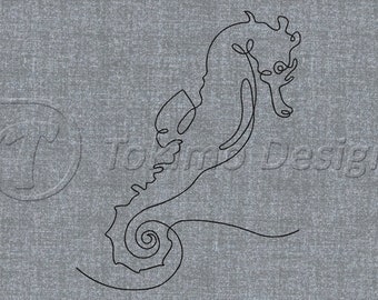 Seahorse - one line art - Machine embroidery pattern – 4 sizes