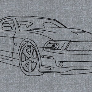 Mustang 2014 car outline - Machine embroidery pattern – 4 sizes