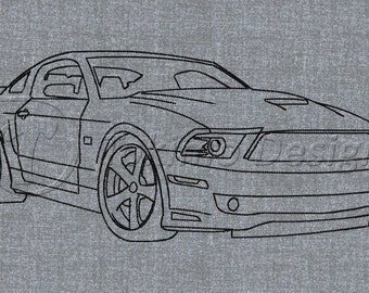 Mustang 2014 car outline - Machine embroidery pattern – 4 sizes