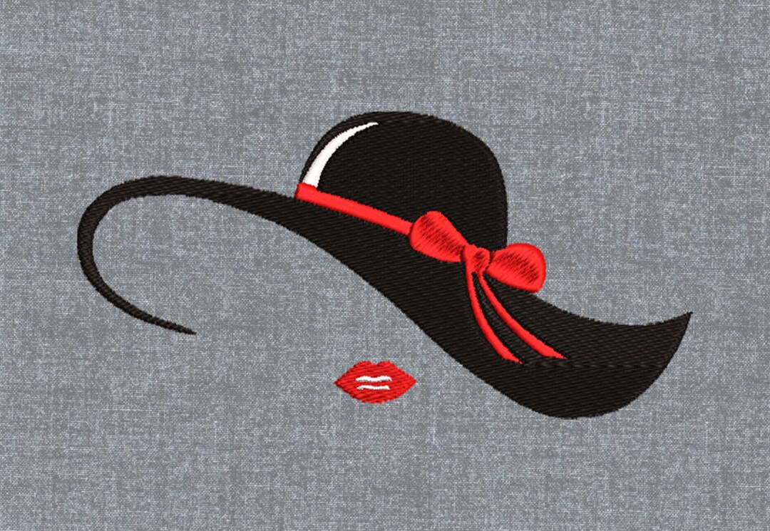 Lady Hat Machine Embroidery Design Pattern 3 Sizes Etsy