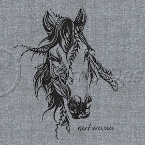 Floral horse head - nutriaaa - Embroidery pattern - DST only