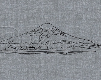 Fuji - one line art - Maschinenstickmuster – 5 Größen