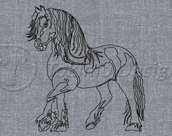 Horse - One line - Machine embroidery design pattern - 4 sizes