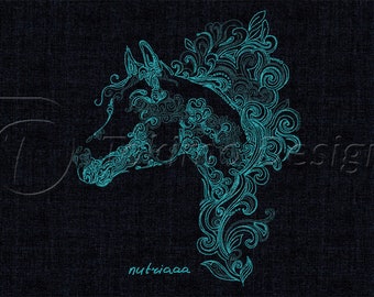 Floral horse head 2 - Nutriaaa - Embroidery pattern - 3 sizes