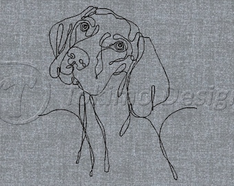 Vizsla húngaro - dibujo de una sola línea - Patrón de bordado a máquina - 5 tamaños
