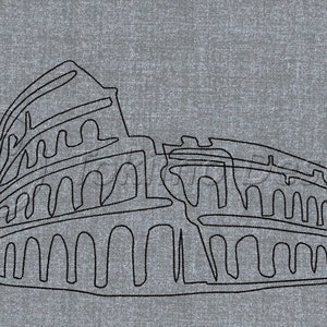 Colosseum - one line art - Machine embroidery pattern – 5 sizes