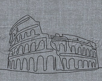 Colosseum - one line art - Machine embroidery pattern – 5 sizes