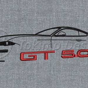 Mustang GT 2020 car outline - Machine embroidery design pattern - 4 sizes