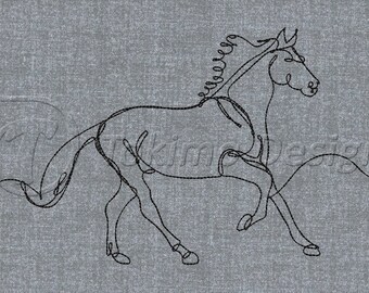Horse #2 - one line art - Machine embroidery pattern – 5 sizes