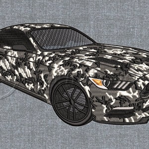 Mustang Camo car - Machine embroidery design – 4 sizes