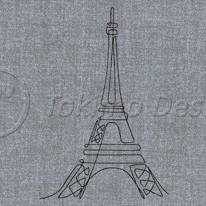 Eiffel Tower - one line art - Machine embroidery pattern – 5 sizes
