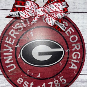 Cartello porta con scritta Georgia Bulldog, rotondo, per sport