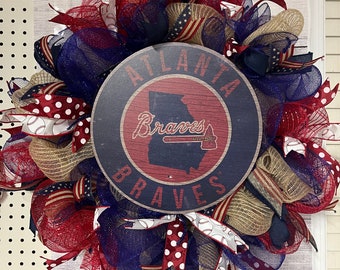 Décoration de porte couronne sportive Atlanta Braves