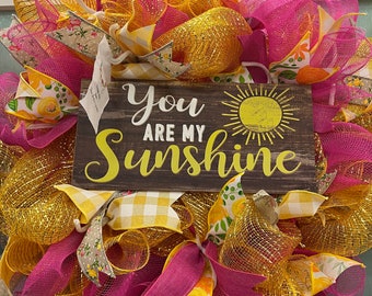 You are my Sunshine Wreath Door Decor Hello Welcome