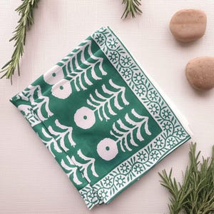 Green Marigold Cotton Napkin, Hand Block Printed Napkins, Cotton Cloth Table Napkins, Kitchen Decor Napkins, Indian Block Print napkins