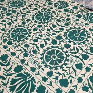Beautiful Linen Suzani Hand Embroidered Wall Hanging Cotton Embroidery Suzani Bed Spread Uzbek Suzani , Christmas Housewarming Gift