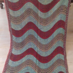 Nuevos edredones Kantha para bebés, edredones Kantha antiguos indios hechos a mano, mantas Boho Kantha, regalo de cobertores Sari Kantha de tamaño doble