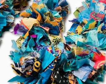 Upcycled Indian Sari Fabric Garland | Handmade Colorful Door Hanging | Boho Festival Decor