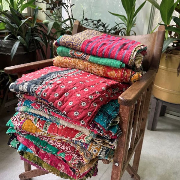 Wholesale Lot Indian Vintage Cotton Kantha Quilts Bedding Home Decor Handmade Patchwork Bohemian Bedspread Assorted Colors