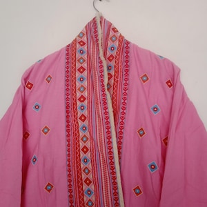 Baby Pink Embroidered Floral Summer Boho Jacket High Quality Summer Jacket, Suzani coat, Womens Suzani jacket , Handmade embroidery coat