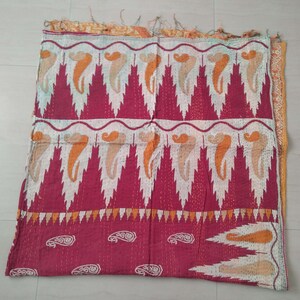 Bohemian Sari Baby Quilts, antique Beautiful Sari Kantha Blankets, Twin Size Reversible Kantha Throw, Sari Kantha Blankets Gudari for Gift