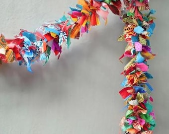Beautiful Handmade Colorful Sari Fabric Garland | Upcycled Indian Boho Rag Tie Banner  Festive Door Hanging | Eco-Friendly Wall Decor