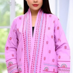 Pink Embroidered Floral Summer Boho Jacket High Quality Summer Jacket, Suzani coat, Womens Suzani jacket , Handmade embroidery coat