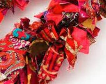 Beautiful Handmade Colorful Upcycled Fabric Garland for Festive & Bohemian Spaces