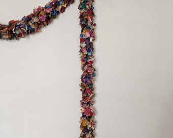 Beautiful Handmade Colorful Sari Fabric Garland | Upcycled Indian Boho Rag Tie Banner  Festive Door Hanging | Eco-Friendly Wall Decor