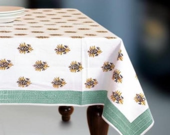 Tovaglia indiana stampata a blocchi, nuova tovaglia in cotone, biancheria da tavola fatta a mano, tovaglia da pranzo, splendido regalo di nozze per lei