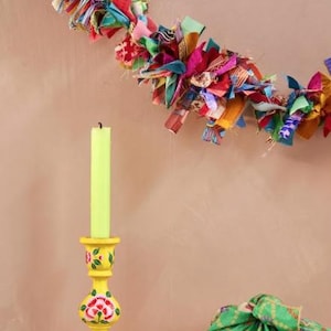Colorful Sari Fabric Garland | Handmade Indian Boho Door Hanging | Eco-Friendly Rag Tie Banner