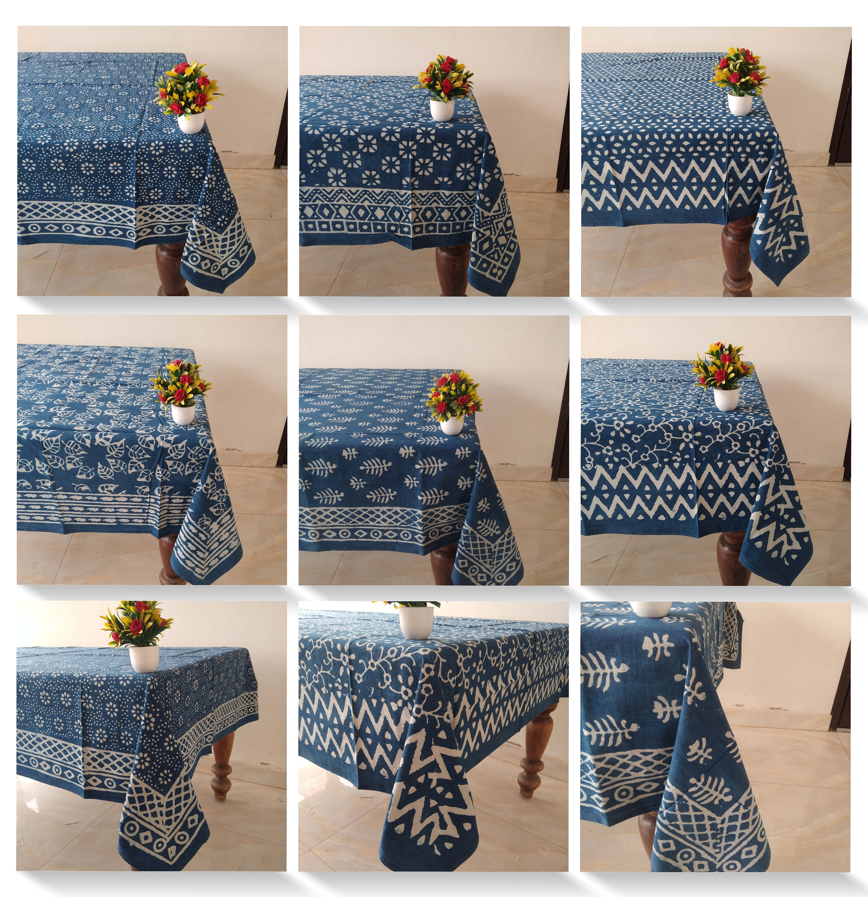 Indigo Dyed Cotton Tablecloth