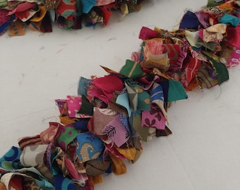Beautiful Handmade Colorful Sari Fabric Garland | Upcycled Indian Boho Rag Tie Banner  Festive Door Hanging | Eco-Friendly Wall Decor