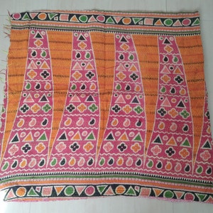 Old Antique Sari Kantha Quilts, Faded Multi Colors Vintage Sari Kantha Blankets, One Kind of Kantha Quilts, Rare Vintage Kantha Quilt