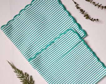 Green Stripe Block Print Napkin Set , Hand Block Printed Napkins, Cotton Cloth Fabric Napkins, Kitchen Decor Napkins, Dinner napkins
