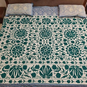 Beautiful Linen Suzani Hand Embroidered Wall Hanging Cotton Embroidery Suzani Bed Spread Uzbek Suzani , Christmas Housewarming Gift