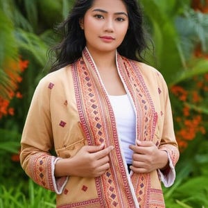 Orange Embroidered Floral Summer Boho Jacket High Quality Summer Jacket, Suzani coat, Womens Suzani jacket , Handmade embroidery coat