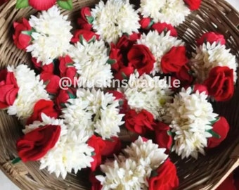 Beautiful Rose Jasmine Wedding Bridal Set Gajra For Women Wedding Gajra Hand Flowers Sangeet Hair Flowers Artificial Gajras Bun Flowers