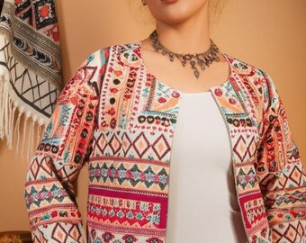 Pink Suzani Embroidery Jacket, Winter Wear Jacket Coat, Womens Coat, Suzani Short Jacket, TNT Fabric Suzani Jacket, Robe