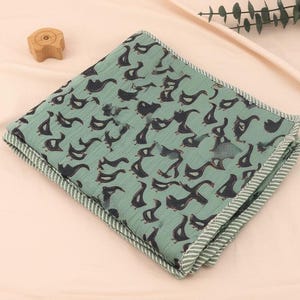 Baby-Decke aus Bio-Baumwoll-Musselin | Handblock Gedruckt Tier Design Swaddle | Weiche atmungsaktive Decke für Neugeborene