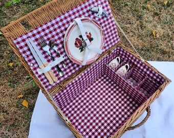 Creative Home Cestino In Vimini Scuri E Chiari Con Manico, Cesto Bicolore | Cesto Funghi Picnic | 43 X 33 X 40 Cm | Tessuto Fatto A Mano Durevole | Salice Naturale - 3