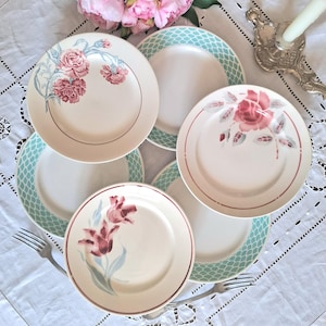 Mismatched antique earthenware dinner plates