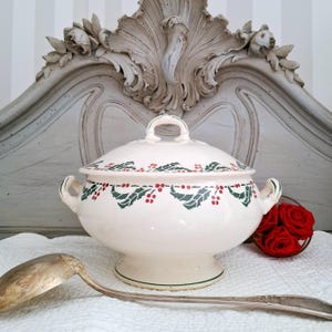 Antique earthenware soup tureen in iron earth