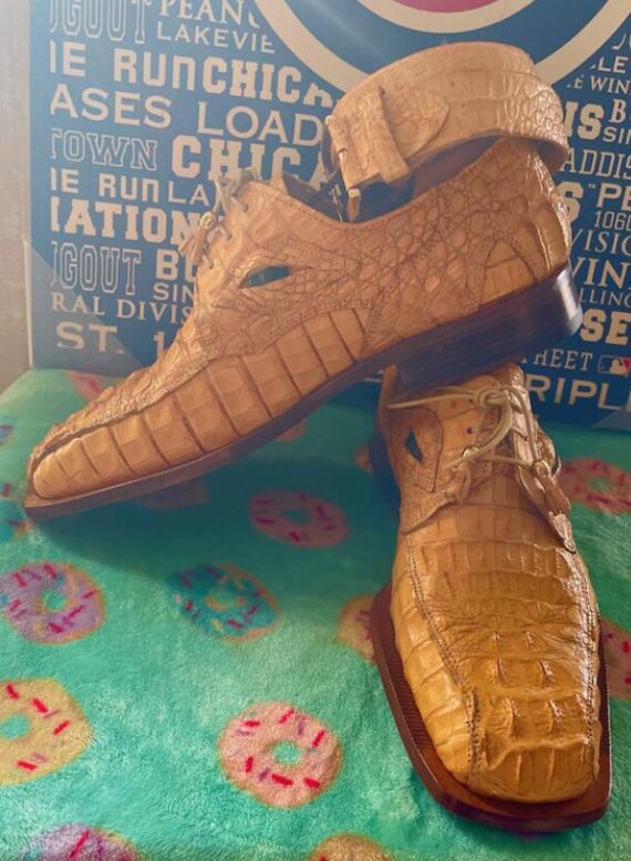 Fennix Alligator Shoes SZ10 and Mauri Alligator Belt SZ36 New Fennix Italy Blue Alligator Crocodile Caiman Hornback  main image 4