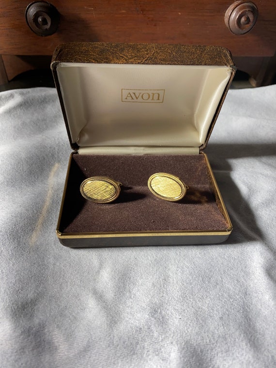 Vintage Avon Gold Brushed Cuff Links
