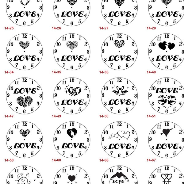 66 Svg Dxf Heart Love Valentine Day Circle Round Wall Clock Face Bundle File for Cricut Silhouette Laser Metal Wood Cut Engrave Pack-14